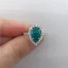 Bröllopsringar solida 18K vitguld lady päronform 3ct Emerald Diamond Engagement for Women Love Promise Syckel Beauitful Box 230928