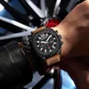 Montres-bracelets Montre de sport pour hommes Tendance en plein air Multifonctionnel Casual Montre-bracelet étanche Vintage Calendrier Lumineux Horloge en cuir pour hommes