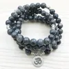 SN1146 Toppdesign Labradorite Wrap Armband Men's 108 Mala Yoga Armband eller Necklace Silver Lotus Ohm Buddha Armband255U