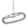 Charm Bracelets Titanium Puzzle Couple Heart Lock Key Bracelet Necklace Lover Jewelry Set260b