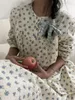 Kobietowa odzież snu Słodka dziewczyny Koreańska vintage piżama nocna bawełniana druk księżniczki nocne jesienne wiosna wiktoriańska sukienka nocna