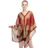 Sjaals Mode Vrouwen Zomer Poncho Zonnebrandcrème Strand Bikini Cover Up Losse Chiffon Blouse Sjaal Sjaal Met Knopen Zonwering