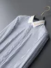 القمصان غير الرسمية للرجال قميص مخطط عالي الجودة رجال طويل الأكمام النحيفة فستان الأعمال الأزياء طية طية التطريز الحزب الاجتماعي سهرة بلوزة