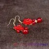 Pendientes colgantes con colgante de flor de Jade rojo para mujer, regalos de plata 925, amuleto Natural de Calcedonia, joyería de circonio de moda, cristal de piedras preciosas