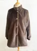 Manteau en fausse fourrure pour femmes, avec col montant, veste moelleuse élégante, vêtements écologiques Vintage, marron, hiver 2023