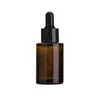 groothandel 30 ml glazen fles platte schouder mat / transparant / amber ronde etherische olie serumflessen met glazen druppelaar cosmetische reisflessen