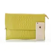 Sacos de noite mulheres envelope embreagem amarelo crocodilo padrão feminino couro genuíno ombro crossbody bolsas a1210