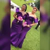 결혼식을위한 보라색 신부 들러리 드레스 2023 봄 여름 오프 어깨 새틴 플러스 명예 가운 아프리카 신부 들러리 드레스