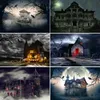 Background Material Bonvvie Halloween Backdrop Photography Dark Night Moon Castle Bat Old Tree Baby Pet Doll Portrait Photo Background Photocall YQ231003