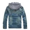 Mens Jackets Vintage Denim Jacket Men Hooded Cotton Slim Fit Jean Casual Cowboy Male Coat Jaqueta Masculina