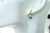 Boucles d'oreilles JHY711 en or massif 18 carats, bleu naturel, Turquoise, 5.2, 4.4mm, bijoux fins pour femmes, cadeaux d'anniversaire