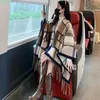 스카프 울 숄 케이프 여성의 전체 프린지 격자 무늬 가디건 모직 코트