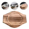 Maty stołowe Naturalne miski z kamieniem okrągłe drewniane tacki wiejskie pensjonat