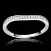 Fullständig klar zirkonsten Pave Silver Color Wave Ring Engagement Cocktail Wedding Alliance for Women Girls232w