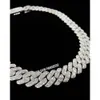 Marke Mode Frau Schwere Qualität 20 mm kubanische Gliederkette Vvs Baguette Moissanit Diamant 925 Sterling Silber weiß vergoldet Geschenk für Männer und Frauen