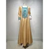 エスニック服アバヤゴールドシルク刺繍スパンコン中東イスラム教徒のローブドレスベスティドスムスルマンカラーローザヒジャーブ