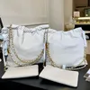 Tasarımcı Klasik 22 Crossbody Bag Fransız Lüks Kadınlar Orijinal Deri Omuz Yüksek Kaliteli Paris Çift Mektup Moda Altın Para Çanta Alışveriş Çanta