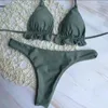 Kvinnors badkläder Summer Kvinnor Sexig bandage Brasiliansk bikini Set Top Thong Bottom Beach Push-Up Ladies Lace Up Swimsuit Beachwear