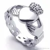 Mode Edelstahl Band Claddagh Herz Krone Liebe Herren Damen Ring Gold Größe 6 7 8 9 10 11 12 13191W