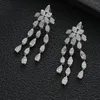 Necklace Earrings Set Luxury Waterdrop Tassel Leaves Cubic Zircon Engagement Dubai Naija Bridal Finger Rings Earring Jewelry S466