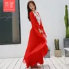 Stage Wear Belly Dance Women Jilt Hair Robe Performance Long Dress Red 7 Color Oriental Costumes 906