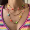 Chokers Multilayer Handmade Rice Beads Flower Short Collar Necklace For Women Fashion Bohemian Colorful Daisy Choker Beach Gift206s