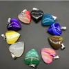 50pcs lot Heart Shape Natural Agate Stone Beads Pendants For DIY Jewelry Necklace Making Mix Color 20mm Agate Stone Pendant264L