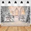 Background Material Winter Backdrop Forest Snow Natural Scenery Pine Tree Snowflake Christmas Tree Baby Portrait Photography Background Decor Banner YQ231003