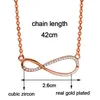 Pendanthalsband Sinleery Trendy Crystal Infinity Halsband Rose Gold Silver Color Choker Chain Women Fashion Jewelry Gift XL096