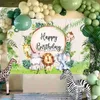 Bakgrundsmaterial Jungle Animals Backdrop Jungle Wild One Safari Födelsedagsfest Dekorationer Baby Shower Boy 1st Födelsedag Bakgrund Fotozon YQ231003