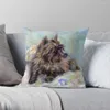 Подушка Керн-терьер с портретом собаки, диван, декоративные наволочки S, покрывало на кровать