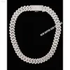 Marke Mode Frau Schwere Qualität 20 mm kubanische Gliederkette Vvs Baguette Moissanit Diamant 925 Sterling Silber weiß vergoldet Geschenk für Männer und Frauen