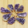 Anhänger Halsketten Naturstein Unregelmäßiges rohes Erz Phnom Penh Amethyst Qualität Quarz Lila Kristall Charms Halskette Schmuck Großhandel 6 Stück