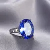 10 peças LuckyShine Oval Azul Suíço Tapaz Gems Cristal Zircônia Cúbica Anéis 925 Anéis de Prata Esterlina Mulheres Engagemets Férias Gi319v