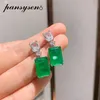 PANSYSEN Vintage réel 925 en argent Sterling Paraiba Tourmaline émeraude diamant pierres précieuses balancent boucles d'oreilles femmes bijoux fins269R