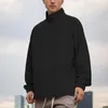 Men's Jackets Athletic Zip Up Hoodie Male Simple Solid Color Hoodless Sweater Spring Autumn And Winter Half Collar Warm Overcoat Coat