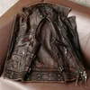 Men's Vests American Retro Biker Man Genuine Leather Vest First Layer Cowhide Coat Short Riding Multi-Pocket Women