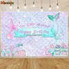 Bakgrundsmaterial MocSicka Mermaid Princess Birthday Backdrop Girl 1st Birthday Party Decor under havet Baby Shower Bakgrund Photostudio Props YQ231003