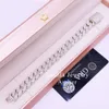 العلامة التجارية أزياء امرأة أرخص سعر 12 مم 2 صفوف S925 Sterling Silver Pass Tester D-VVS Moissanite Cupan Link Bracelet