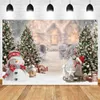 Bakgrundsmaterial Julfotografering Bakgrund Piseplay Christmas Tree Window Snow Family Party Baby Portrait Photography Bakgrund Decor YQ231003