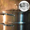 Double Boilers Handle Bun Steamer Stainless Steel Food Basket Cookware Grid Kitchen Chicken