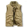 Men's Vests Winter Cotton Coat Hooded Thick Cashmere Vest Military Cargo Fleece Sleeveless Jacket Loose Plush Waistcoat