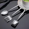 Dinnerware Sets Stainless Steel Dessert Spoon Fruit Spoons Kitchen Mixing Durable Creative Coffee Home Forks Shape Drink Whisk