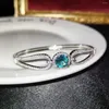 Bangle Corte de Luxo 2.0CT Azul Zircão Verde para Mulheres Charme Cristal Casamento Banquete Festa Jóias