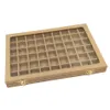 54 Mini Grids Clear Glass Lid Jewelry Tray Box Showcase Display Storage for Home Shop Counter Organizer Ring display box glasses M2803