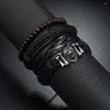 Pulseira masculina de quatro peças pulseira de leão acessórios de cabeça de couro personalidade versátil atacado