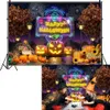 Bakgrundsmaterial Halloween Backdrop för fotografering Horror Night Moon Pumpkin Scary Cemetery Castle Bakgrund Familjefest Foto Studio YQ231003