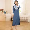 Pijamas femininos azul europeu e americano longo vestido de dormir renda manga casa