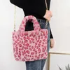 Totes Winter Fashion Faux Fur Bag Large Capacity Leopard Print Bag Women's One-shoulder Messenger Handbag Bag Plush Female Bag 240407