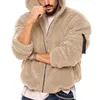 Jaquetas masculinas confortáveis moda casaco de inverno marca quente pele sintética velo fofo com capuz jaqueta jumper